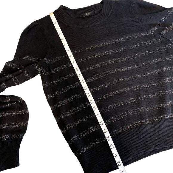 Rails NEW Allegra Cashmere Cotton Metallic Stripe Sweater Black Silver Medium - Picture 12 of 13